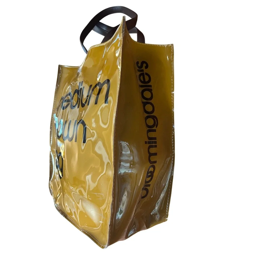 Bloomingdales Medium Brown Bag Tote Shopper‎ PVC Clear Vinyl Tote Bag